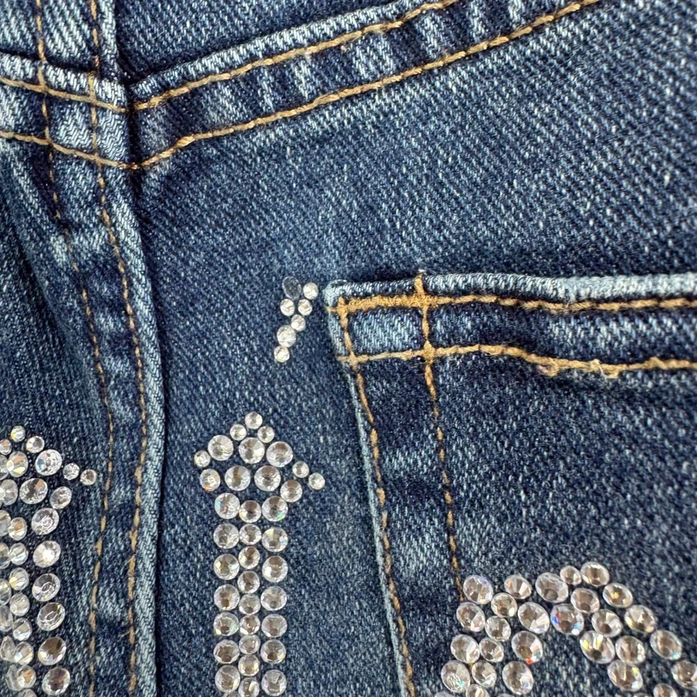 Juicy Couture Flare Jeans Womens 9/29 Blue Rhinestone Logo Y2K‎ McBling Denim